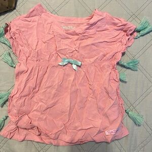 Ruffle Butts Pink Tee with Green Tassels